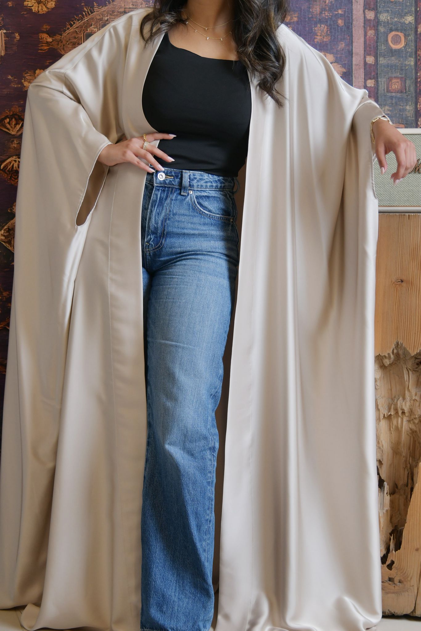 Silver Mist Bisht Abaya