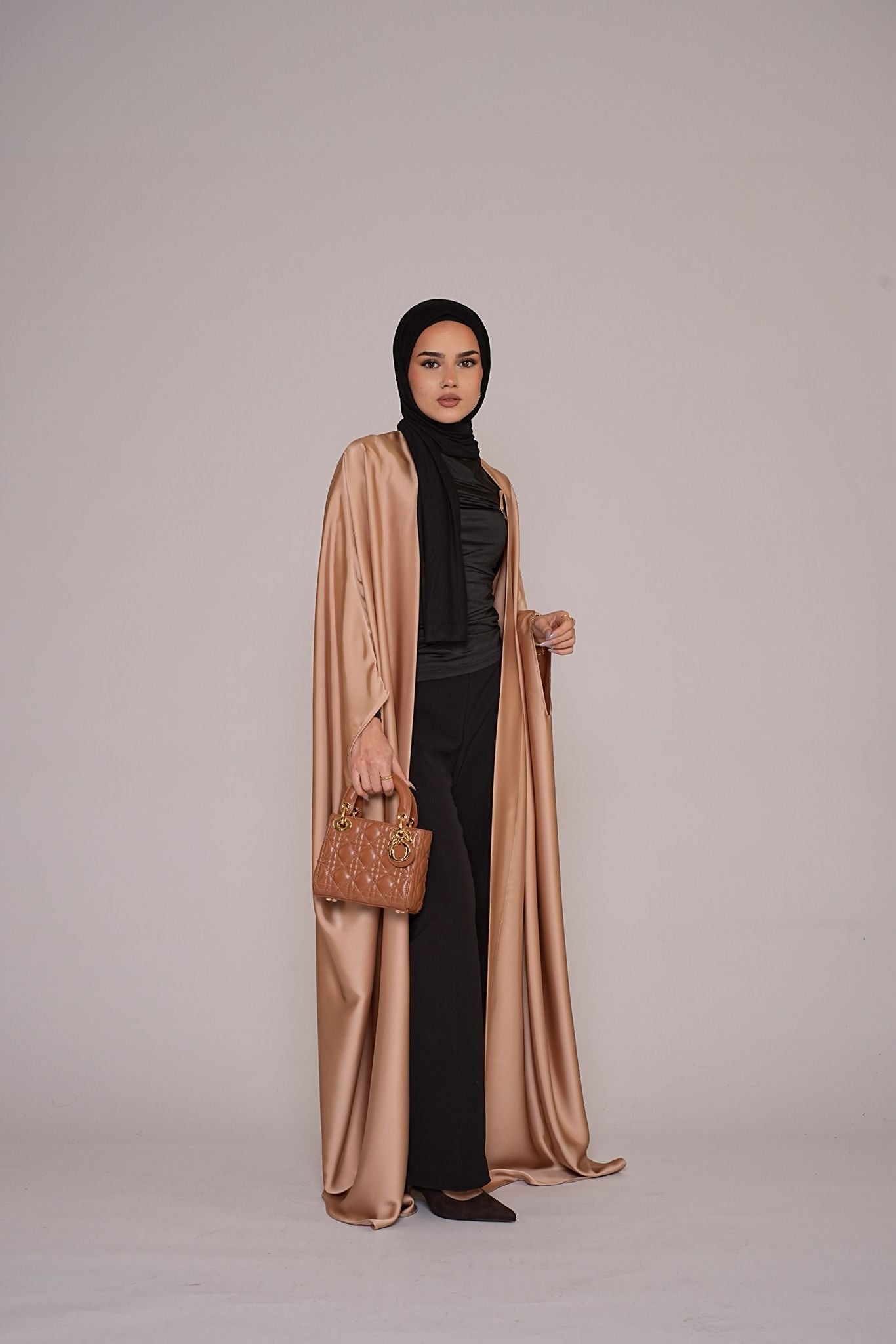 Golden Sand Satin Bisht Abaya