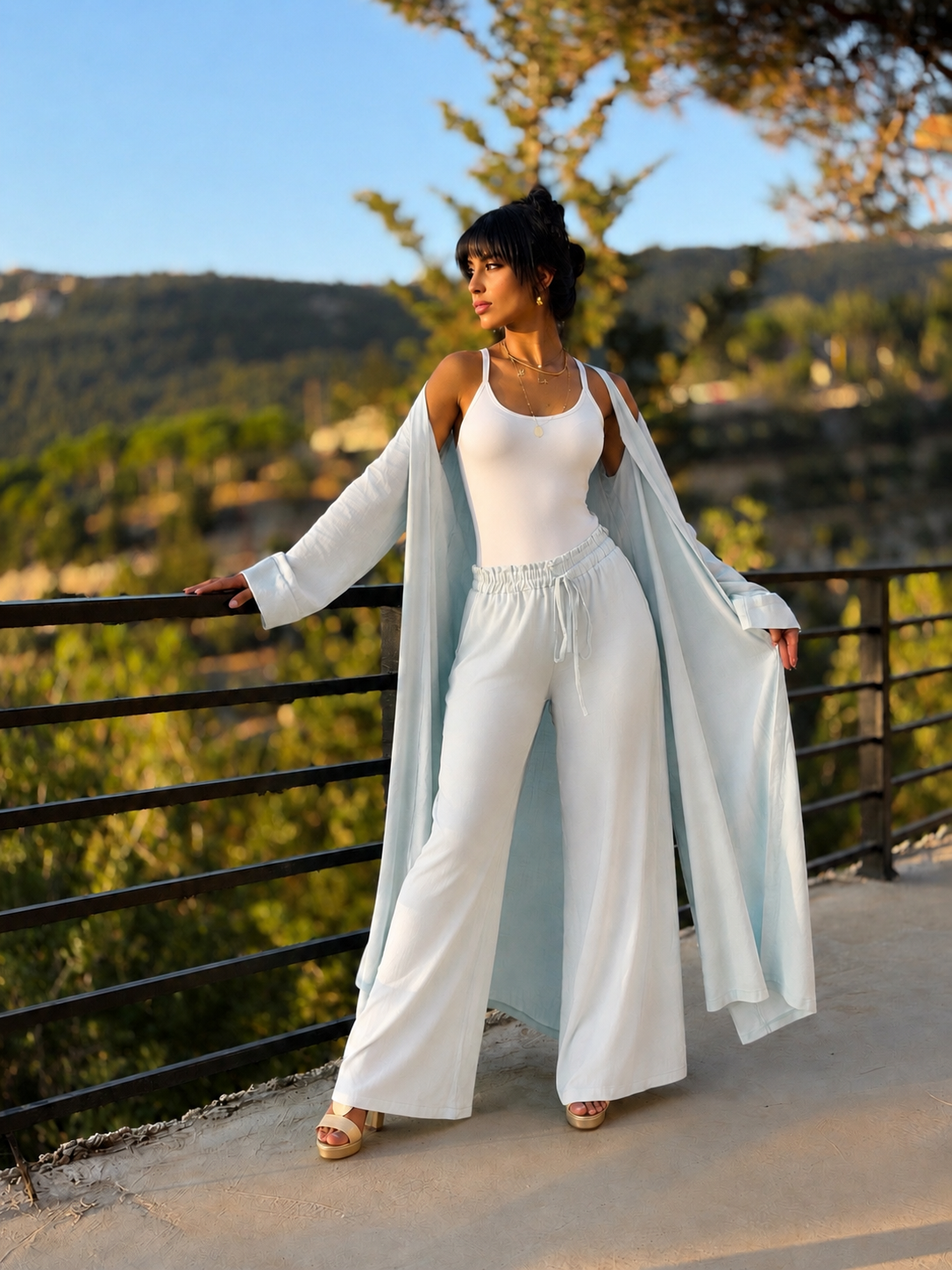 Linen Blend Day to Night Set – Blue