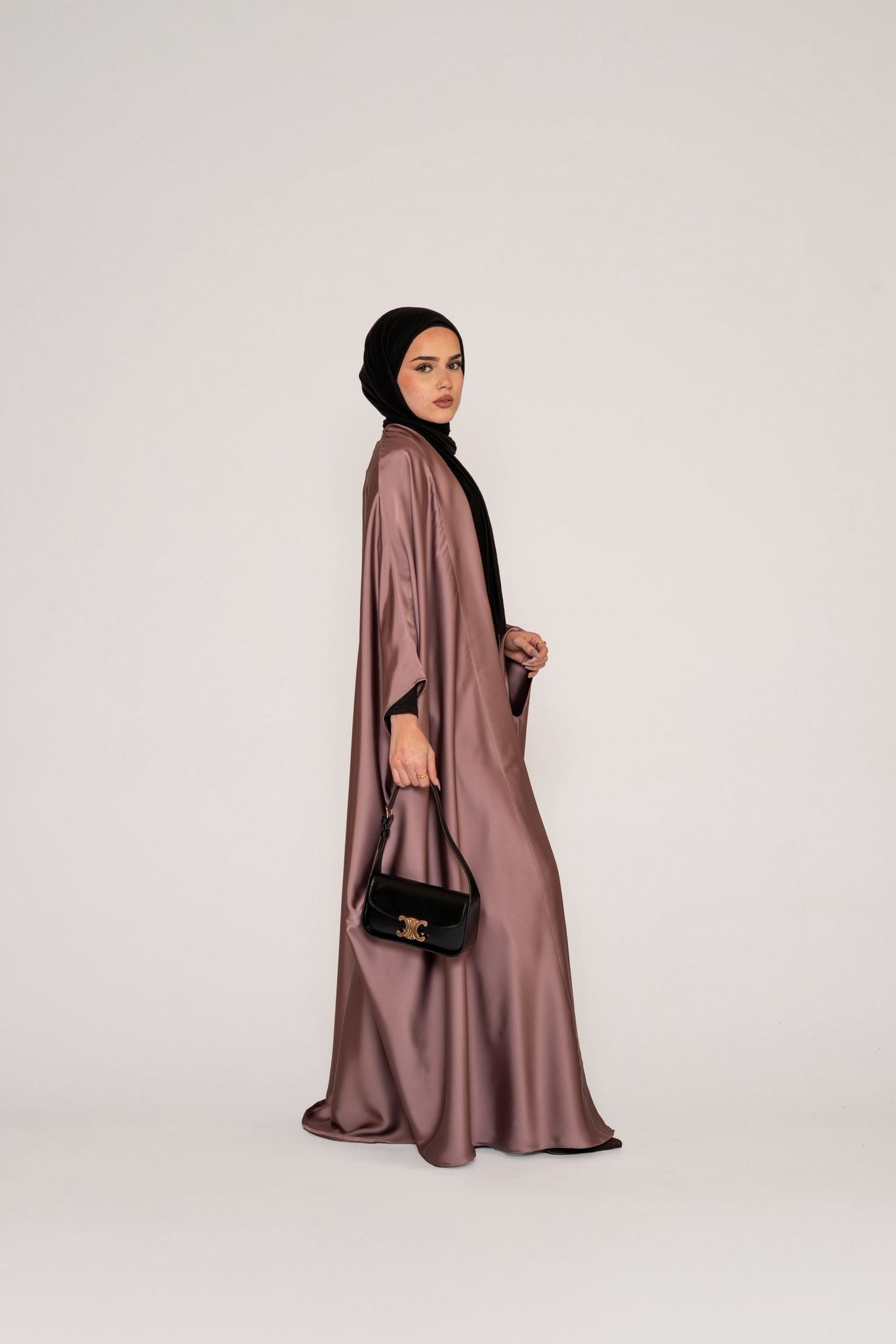 Rosewood-Satin Bisht Abaya