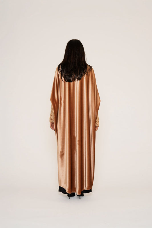 Classic Velvet Abaya – Soft Bronze