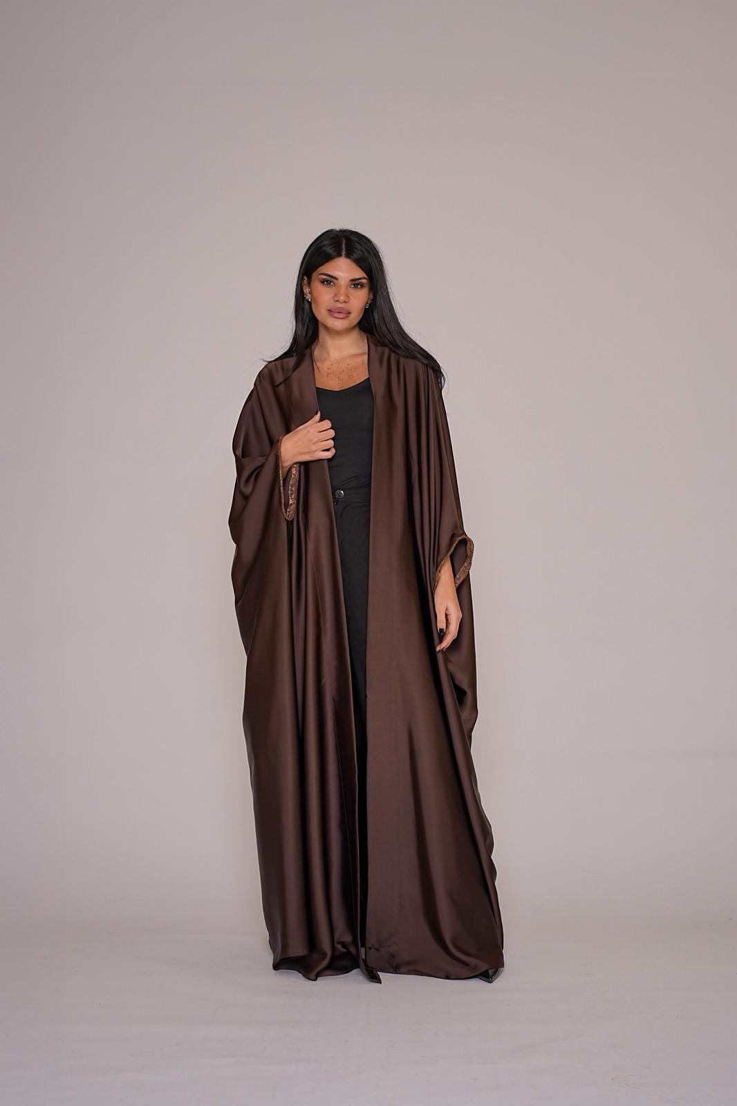 Chocolate Satin Bisht Abaya