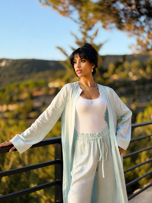 Linen Blend Day to Night Set – Blue