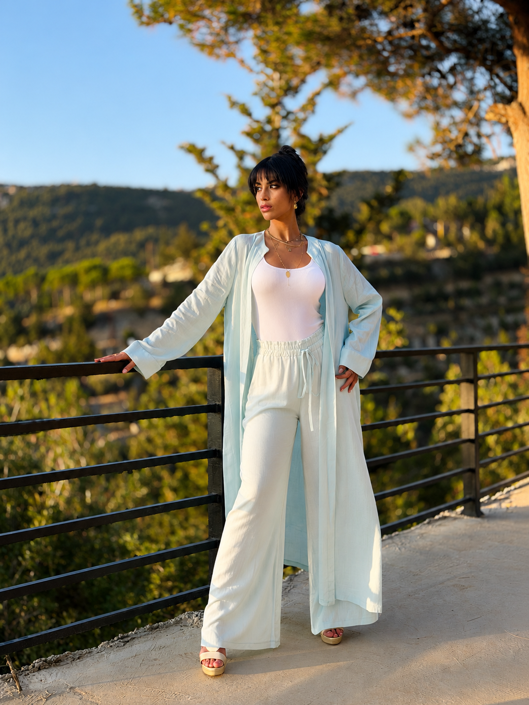 Linen Blend Day to Night Set – Blue