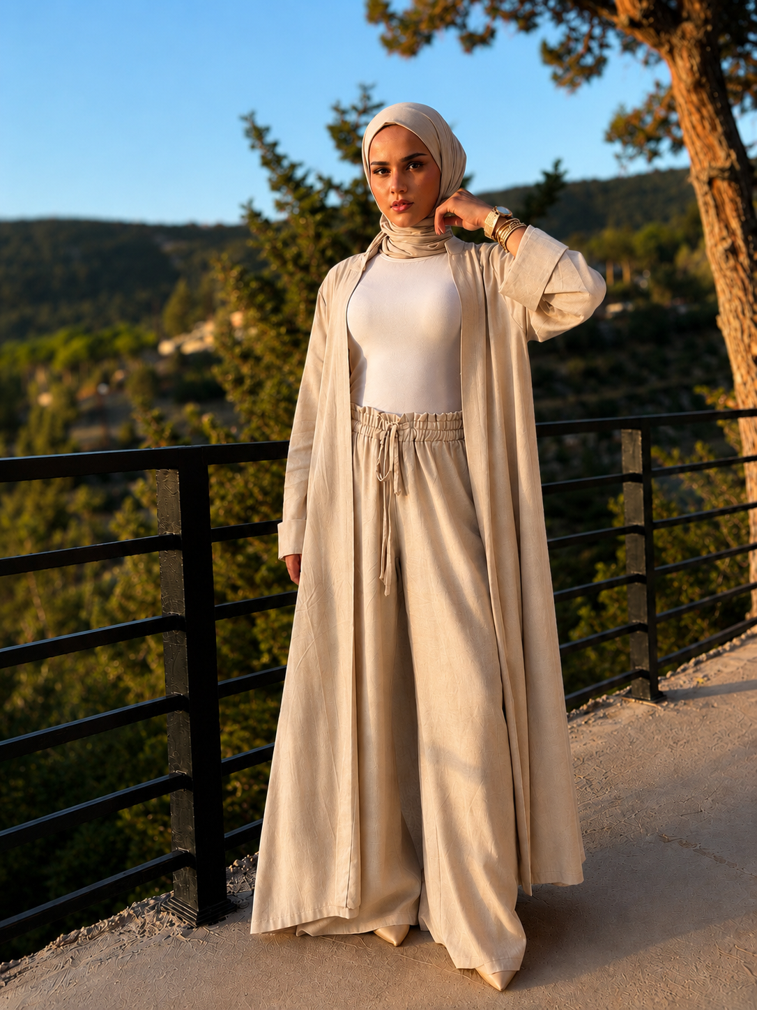 Linen Blend Day to Night Set – Sandy Beige