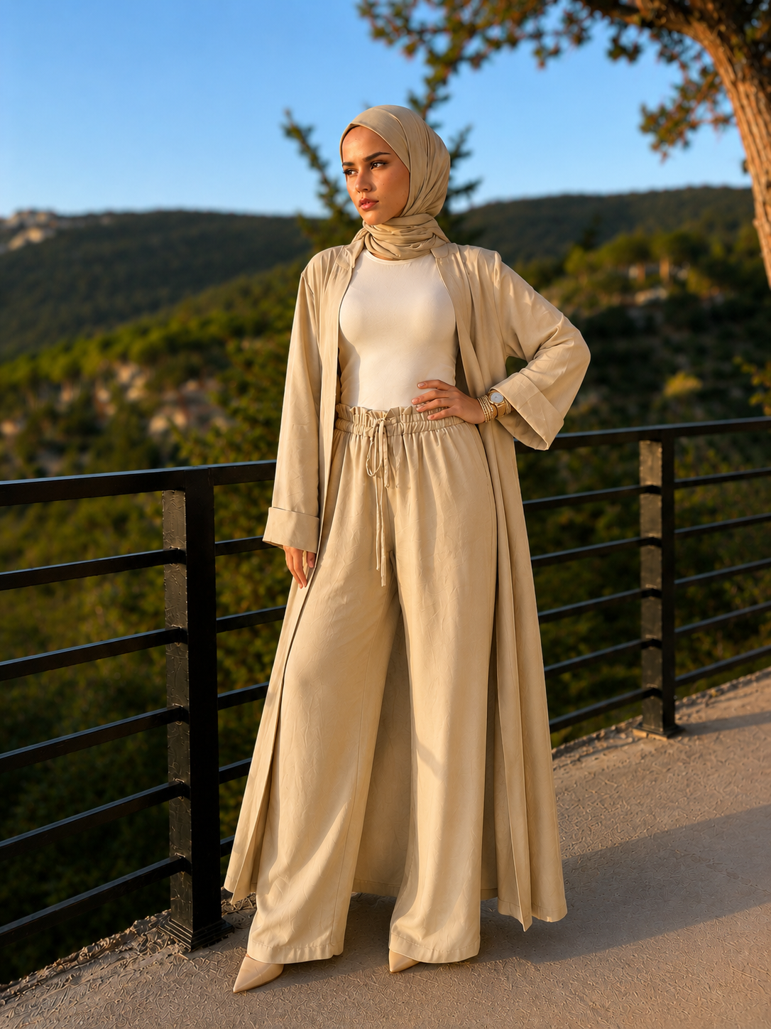 Linen Blend Day to Night Set – Sandy Beige