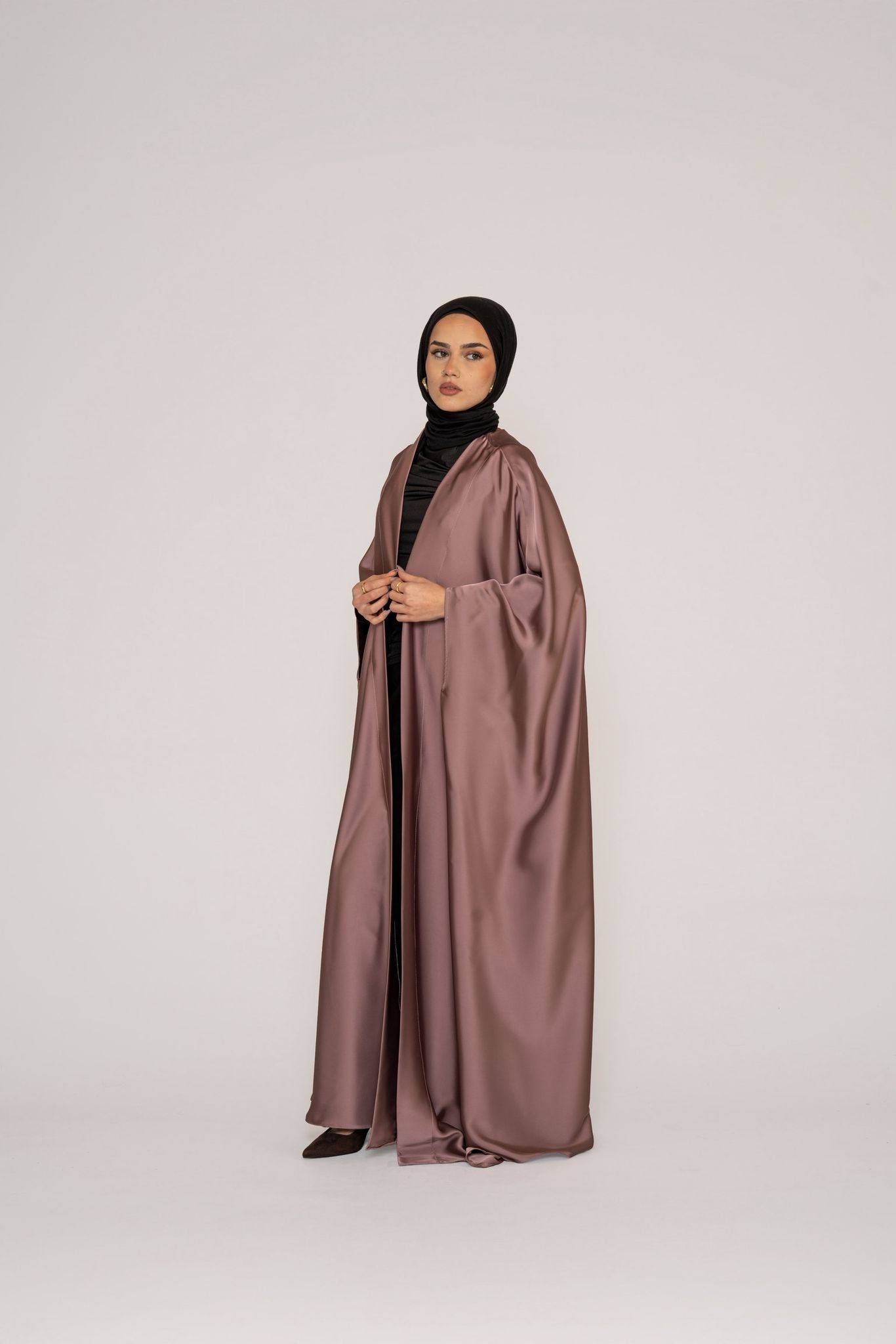 Rosewood-Satin Bisht Abaya