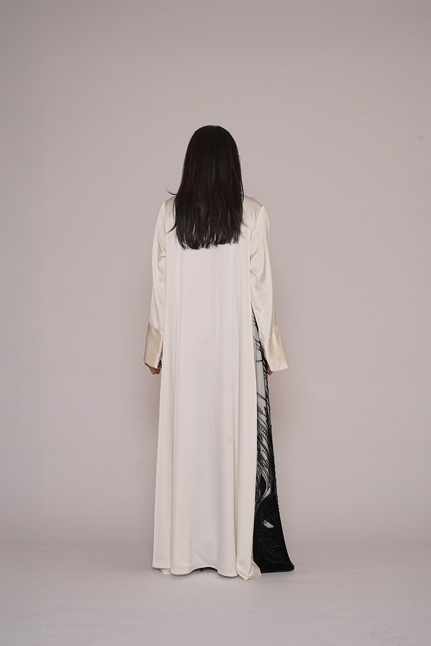 Ivory Noir Lace Abaya