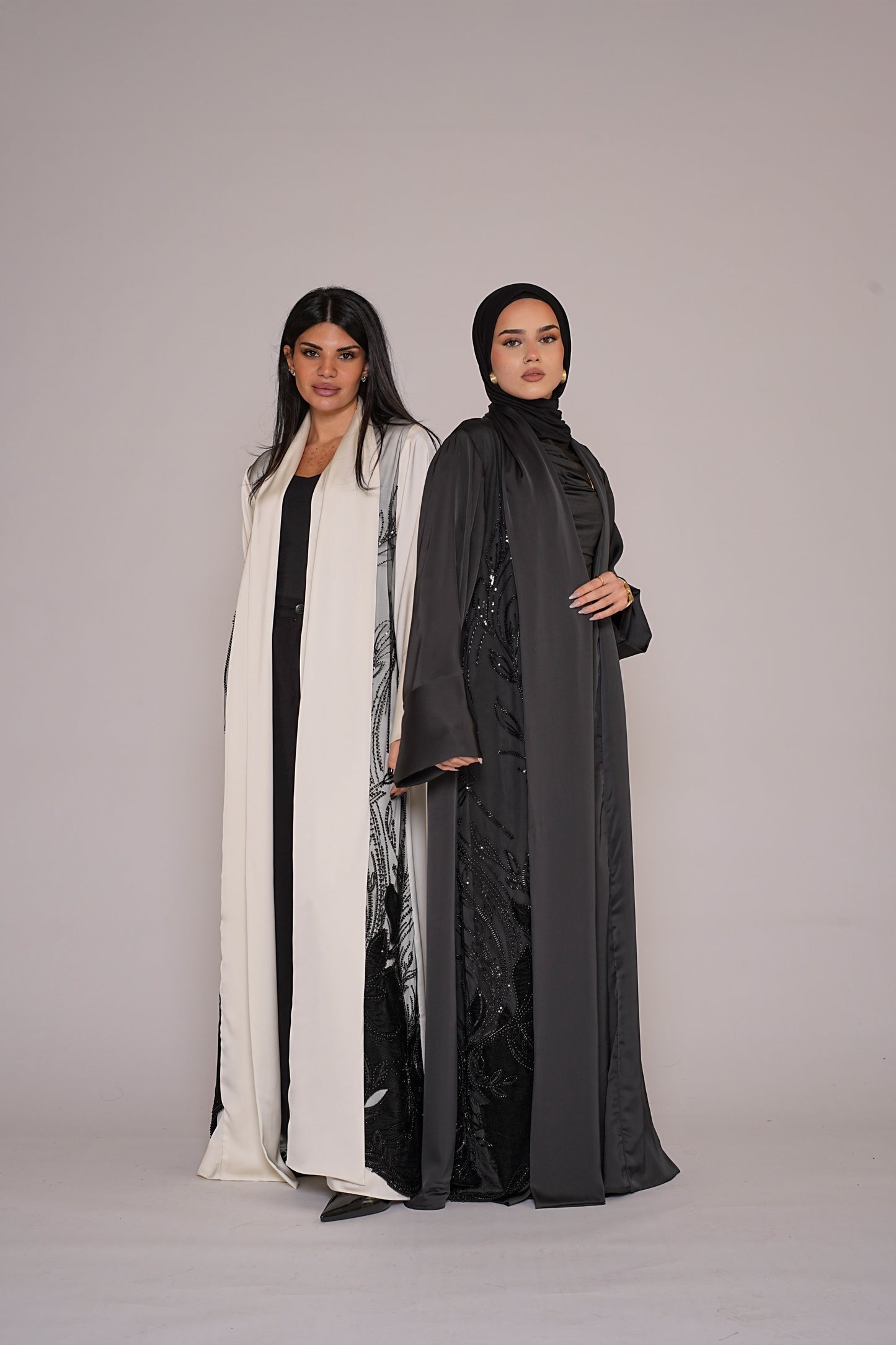Ivory Noir Lace Abaya