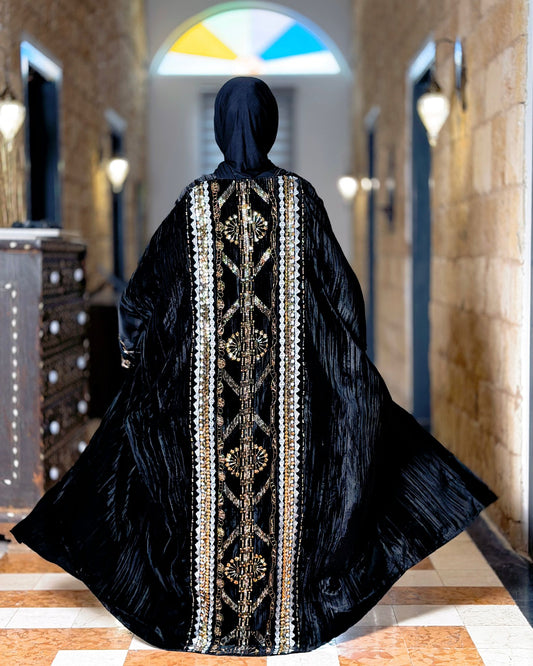 Royal Noir Velvet Abaya