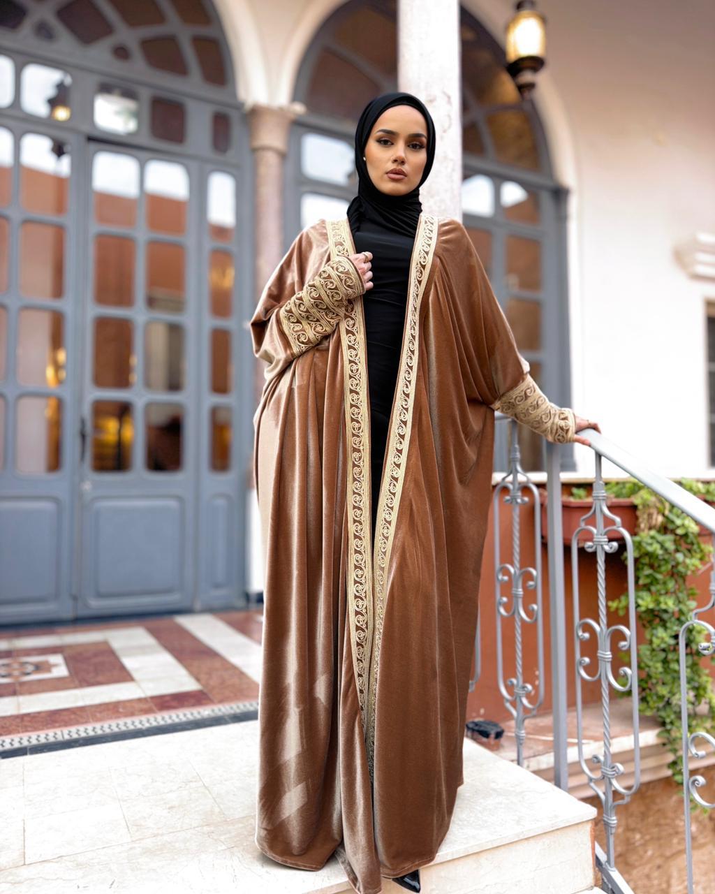 Classic Velvet Abaya – Soft Bronze