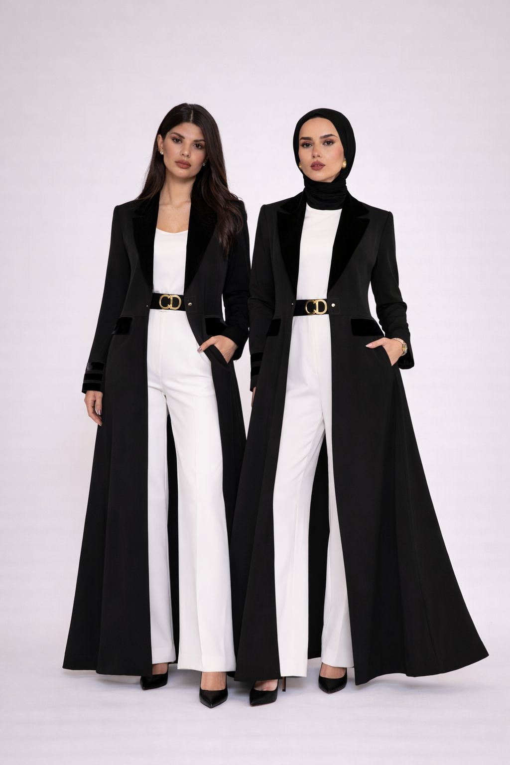 Velvet Stripe Blazer Abaya