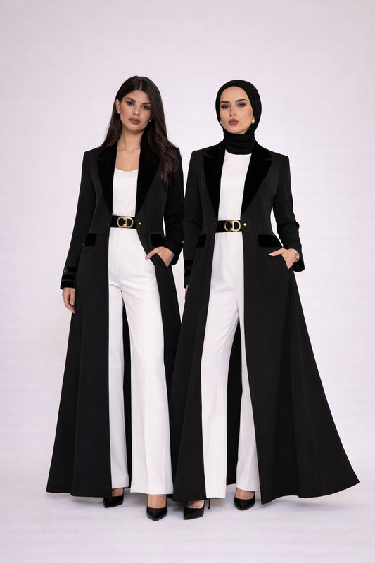 Velvet Stripe Blazer Abaya