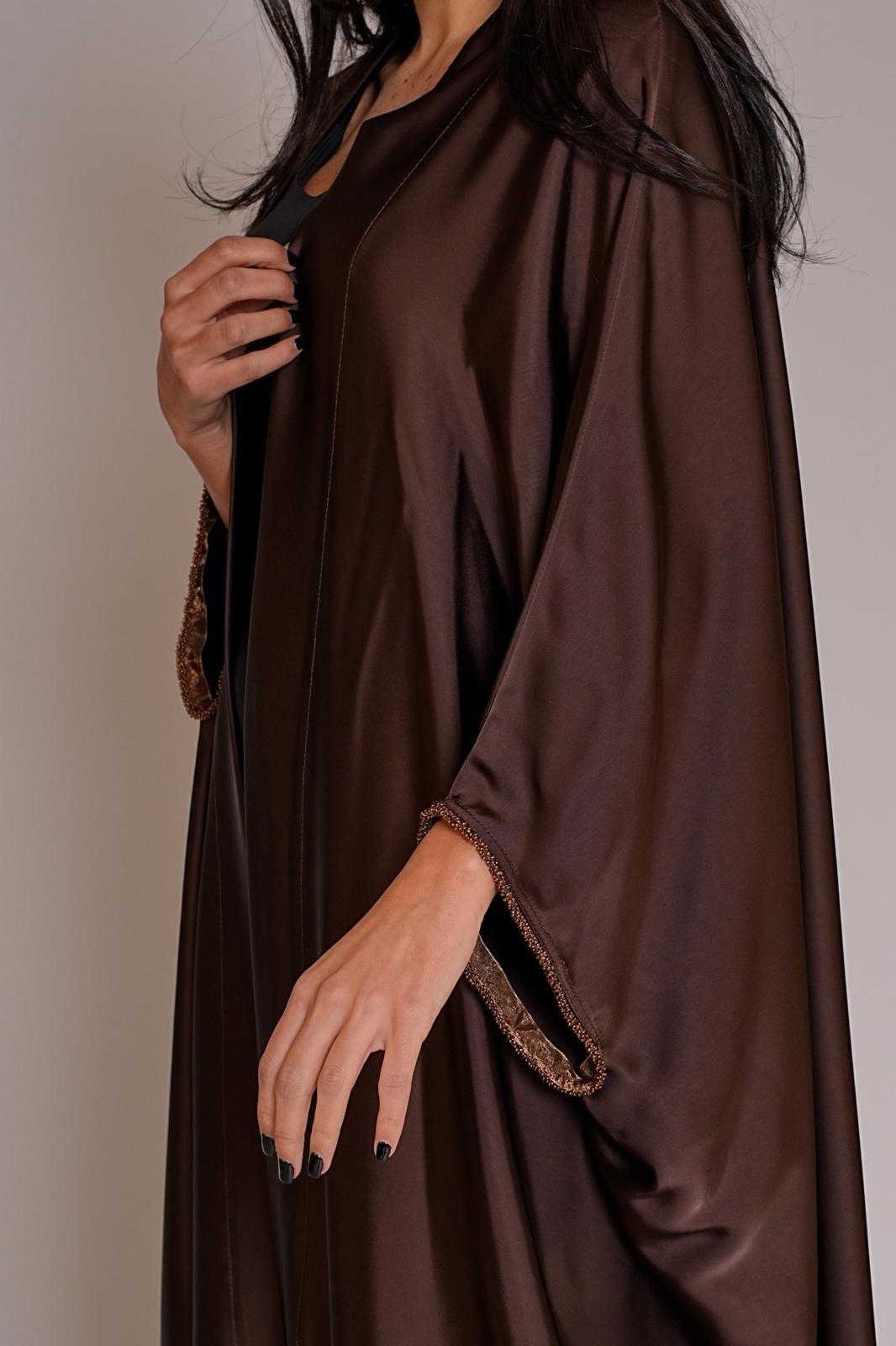 Chocolate Satin Bisht Abaya